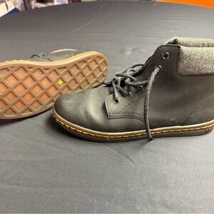 Dr. Martens Black and Gray Herringbone Collar Lace-Up Boots